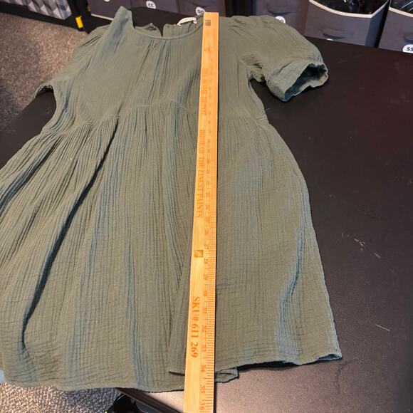 The Impeccable Pig Green Swing Gauze Cotton Mini Dress Size Large L - Picture 4 of 7